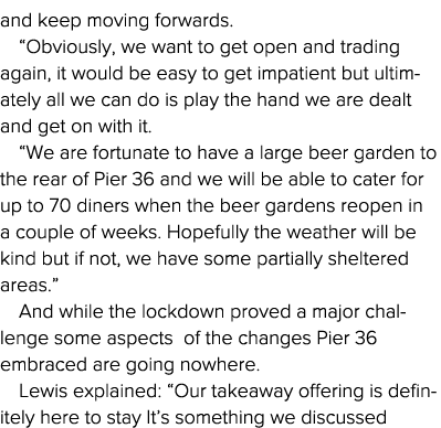 and keep moving forwards   Obviously, we want to get open and trading again, it would be easy to get impatient but ul   