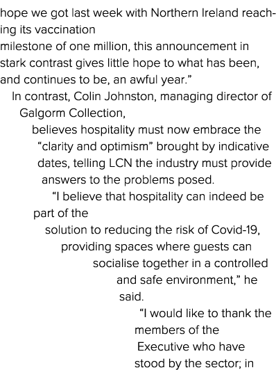 hope we got last week with Northern Ireland reaching its vaccination milestone of one million, this announcement in s   