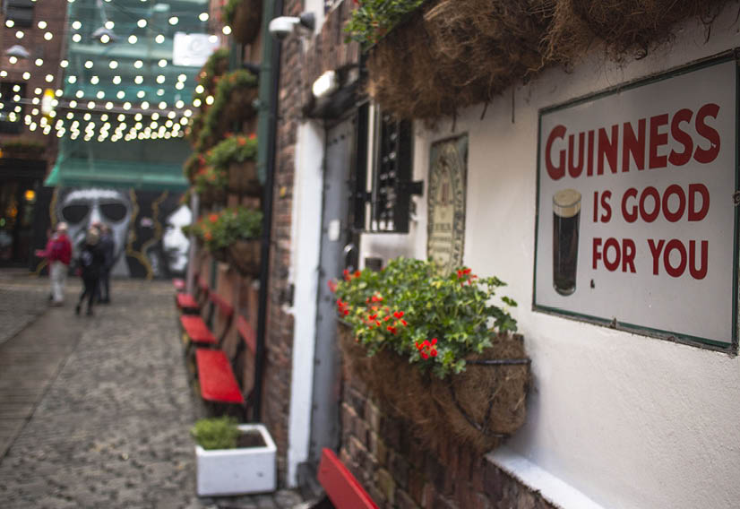BELFAST, NORTHERN IRELAND- JUNE 2017: Belfast's Cathedral Quarter, a popular area for nightlife with pubs and live music
