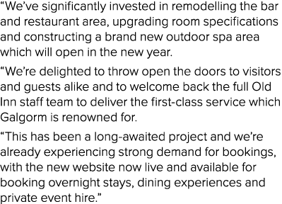  We ve significantly invested in remodelling the bar and restaurant area, upgrading room specifications and construct   