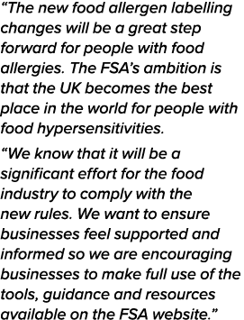  The new food allergen labelling changes will be a great step forward for people with food allergies  The FSA s ambit   