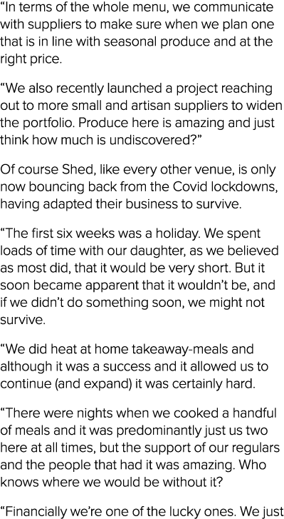  In terms of the whole menu, we communicate with suppliers to make sure when we plan one that is in line with seasona   