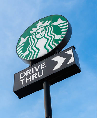 PHRA NAKHON SI AYUTTHAYA, THAILAND - NOVEMBER 27, 2017: Starbucks Coffee Drive Thru at Fast Fac Wangnoi, Phra Nakhon Si Ayutthaya, Thailand  Starbucks is the largest coffeehouse company in the world 