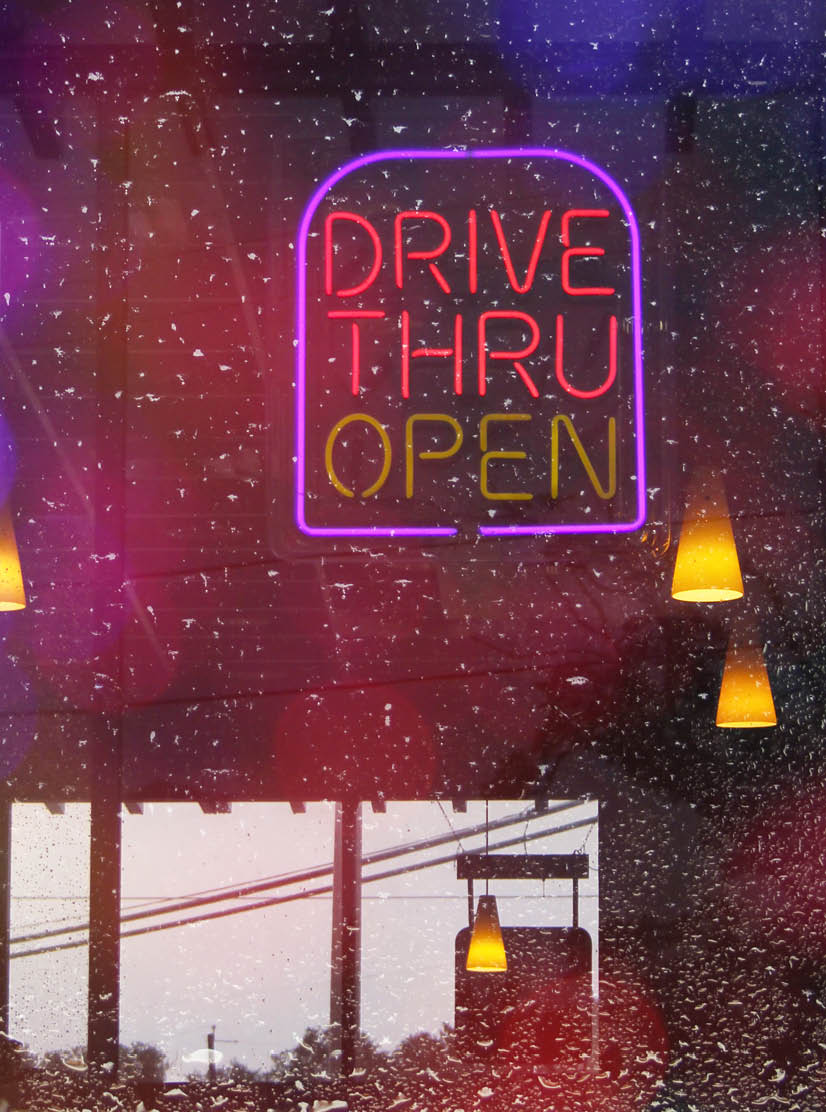 Neon Rainy WindowDrive Thru Neon Sign