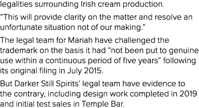 legalities surrounding Irish cream production   This will provide clarity on the matter and resolve an unfortunate si   