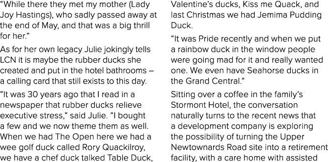  While there they met my mother (Lady Joy Hastings), who sadly passed away at the end of May, and that was a big thri   