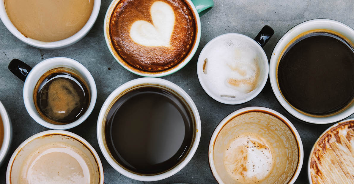 Aerial view of various coffee
