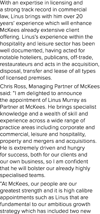 With an expertise in licensing and a strong track record in commercial law, Linus brings with him over 20 years’ expe...