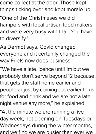 come collect at the door. Those kept things ticking over and kept morale up. “One of the Christmases we did hampers w...