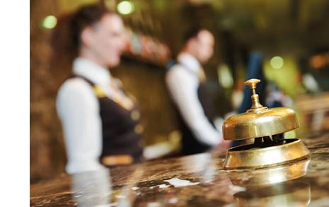 Modern luxury hotel reception counter desk with bell