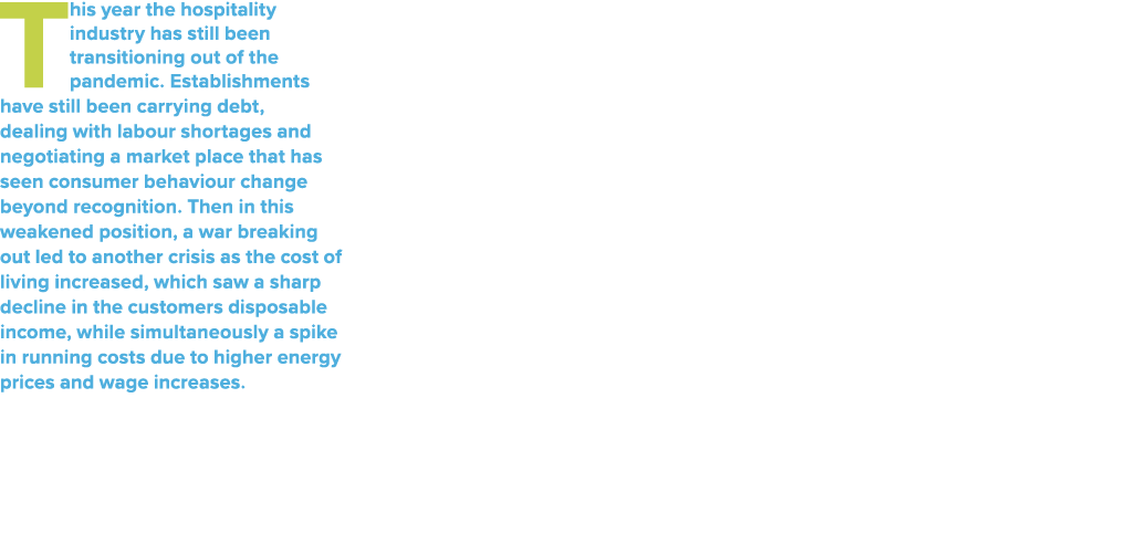 This year the hospitality industry has still been transitioning out of the pandemic. Establishments have still been c...