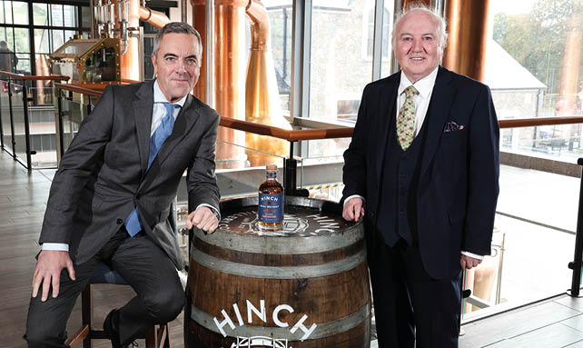 Press Eye Northern Ireland  Wednesday 22nd November 2023   Picture by Kelvin Boyes / Press Eye   Founder of Hinch Distillery, Dr Terry Cross OBE and James Nesbitt.    22 November 2023   Local Actor and Producer James Nesbitt Joins Hinch Distillery in a Unique Collaborative Partnership   Hinch Distillery, the whiskey and gin distillery on the outskirts of Belfast, has announced a partnership with local actor and producer, James Nesbitt.   In what is a new collaboration for the distillery — pairing up with another major Northern Irish export — the move will see James play an integral part of the Hinch Distillery journey, helping promote the distillery and its award-winning whiskeys, as well as supporting upcoming releases.   James Nesbitt, renowned for his extensive portfolio of over 75 television and film titles, including notable works like Bloodlands, Cold Feet, Lucky Man, The Missing, The Hobbit, Monroe, Murphy's Law, and Bloody Sunday, has immersed himself in the world of Hinch Distillery. He has toured the distillery, connected with the dedicated team, and developed a deep appreciation for the exceptional whiskeys crafted with precision and care there.   Founder of Hinch Distillery, Dr Terry Cross OBE, said: “We are delighted to welcome James Nesbitt to the Hinch Distillery family. His passion for our craft and commitment to Northern Ireland's talent perfectly aligns with our values. This partnership is not just about endorsements; it's about shared passion and vision and an appreciation of all the good things to come out of Northern Ireland.”   James Nesbitt added: "I'm thrilled to be joining forces with Hinch Distillery. As a proud Northern Irishman, I have always admired the dedication and craftsmanship that goes into creating Hinch Irish whiskeys and Ninth Wave Irish gins. This partnership is an opportunity to celebrate the best of our region and its iconic brands.”   This innovative collaboration will see James actively involved in the distillery's initiatives and connecting with the distillery's passionate supporters.   Together, they will continue to promote Northern Ireland's rich heritage and craftsmanship, showcasing the global appeal of Hinch Distillery's whiskeys and gins.   Hinch Distillery, which was launched in 2019, has established itself as a global star in the whiskey and gin industry and today is known for its commitment to producing premium spirits.   Despite launching on the cusp of the pandemic and operating mostly during lockdowns, the distillery is thriving and expanding its presence in global markets, of which there are over 30 and counting.   It has also cemented a place on the tourism map here, with its guided distillery tours and hospitality offering, including the recent addition of a dog-friendly cafe and expanded its production line from 400,000 to 1.2 million litres of pure alcohol (LPA) a year.   James Nesbitt's partnership with Hinch Distillery signifies a new chapter for the business, one that is filled with exciting possibilities for both parties. Together, they will elevate the recognition of Northern Ireland's produce, talent, and iconic brands while making a positive impact on the community through their shared charitable endeavours.   ENDS//…   For further information please contact Public Relations Consultant Sonya Cassidy on M: 07824 467897.   Photo Caption:   Hinch Distillery, the whiskey and gin distillery on the outskirts of Belfast, has announced a partnership with local actor and producer, James Nesbitt.  In what is a new collaboration for the distillery — pairing up with another major Northern Irish export — the move will see James play an integral part of the Hinch Distillery journey, helping promote the distillery and its award-winning whiskeys, as well as supporting upcoming releases.  