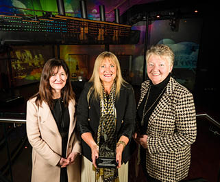 INTERNATIONAL AWARD FOR TITANIC BELFAST… Pictured at the announcement that Titanic Belfast has won the THEA Award for Outstanding Achievement – Visitor Experience Re-envisioned: Limited Budget are Kerrie Sweeney, Chief Executive of Maritime Belfast Trust, Judith Owens MBE, Chief Executive of Titanic Belfast and Ellvena Graham OBE, Chair of Tourism Northern Ireland.