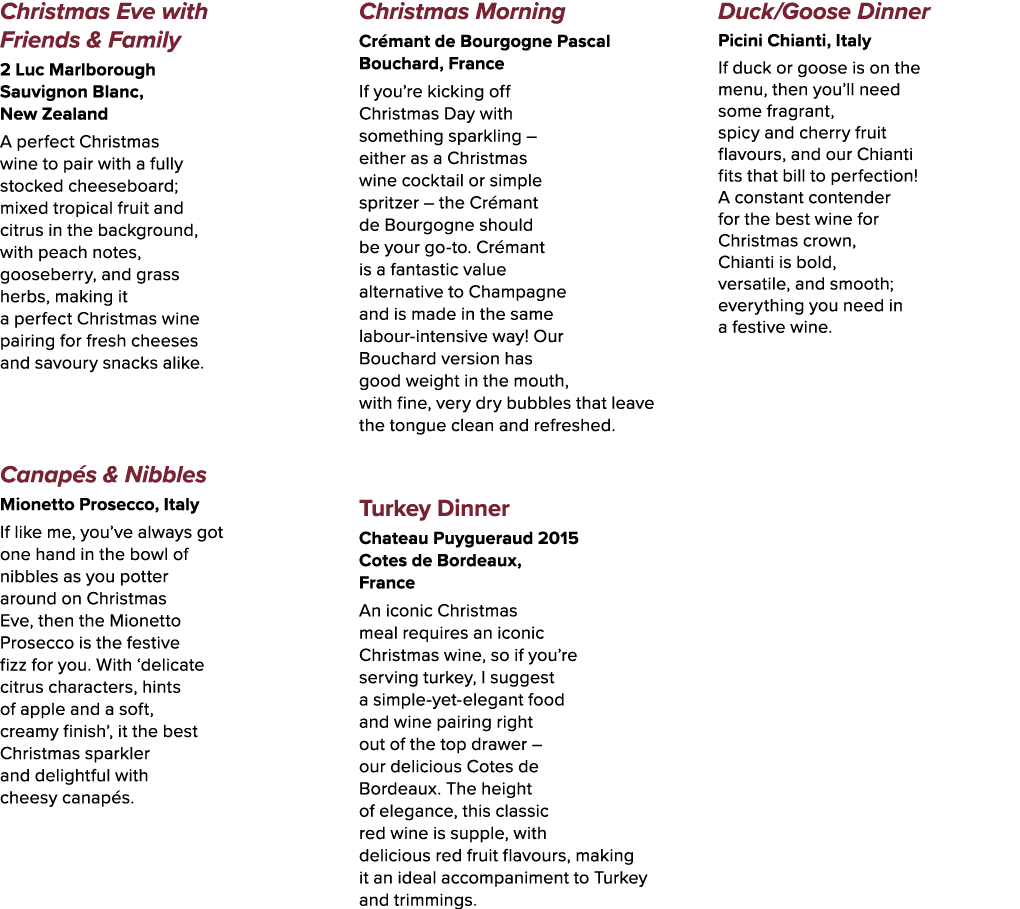 Christmas Eve with Friends & Family 2 Luc Marlborough Sauvignon Blanc, New Zealand A perfect Christmas wine to pair w...