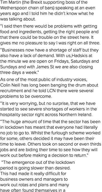 Tim Martin (the Brexit supporting boss of the Wetherspoon chain of bars) speaking at an even years ago and I told him   