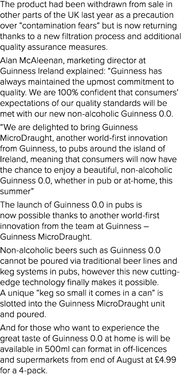The product had been withdrawn from sale in other parts of the UK last year as a precaution over  contamination fears   