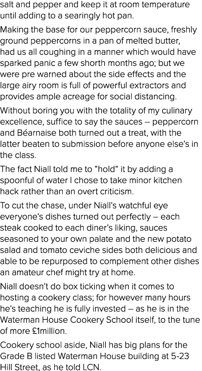 salt and pepper and keep it at room temperature until adding to a searingly hot pan  Making the base for our pepperco   