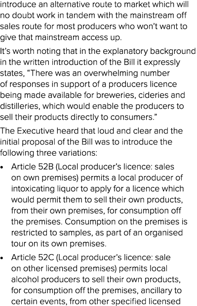 introduce an alternative route to market which will no doubt work in tandem with the mainstream off sales route for m   