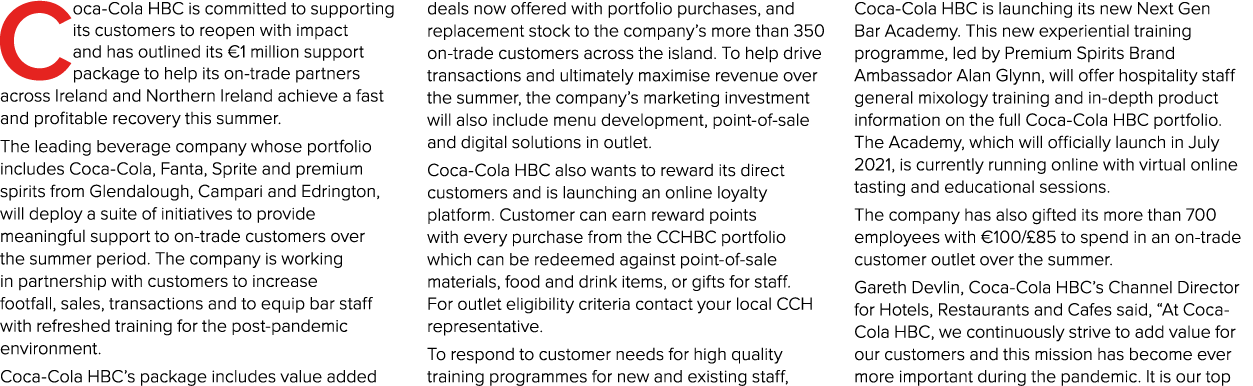 Coca-Cola HBC is committed to supporting its customers to reopen with impact and has outlined its  1 million support    