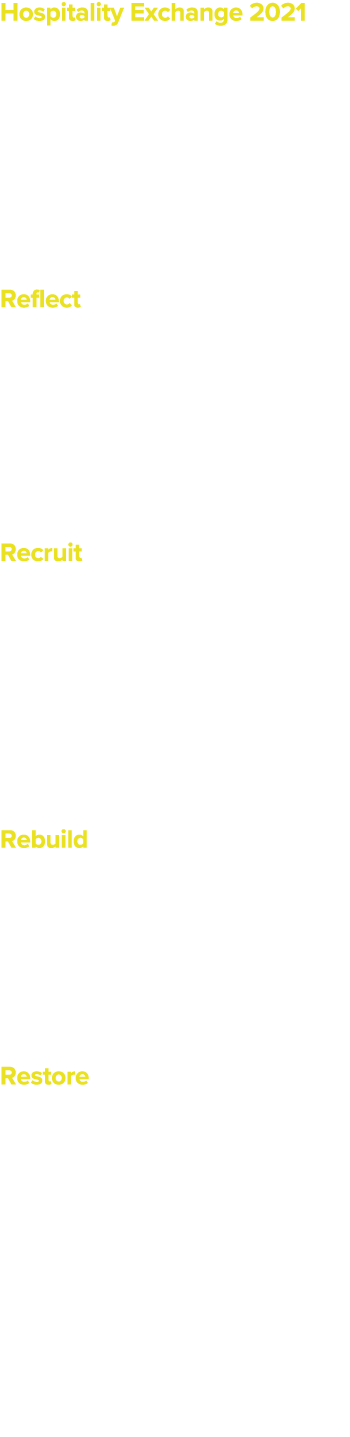 Hospitality Exchange 2021 The 22nd Hospitality Exchange will take place on 12th and 13th October in the Crowne Plaza    