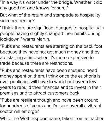  In a way it s water under the bridge  Whether it did any good no-one knows for sure   But what of the return and sta   