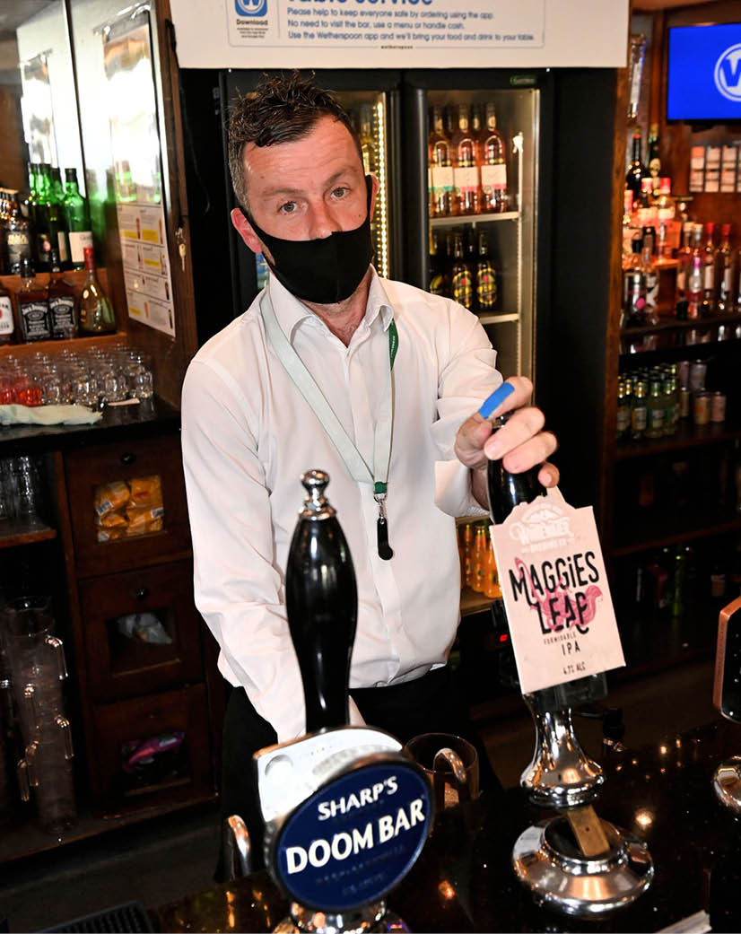 17 6 2021  Photo By Justin Kernoghan Belfast Live Wetherspoons staff memebr Jason Heffron at The Spirit Merchant, Newtownards, Northern Ireland 