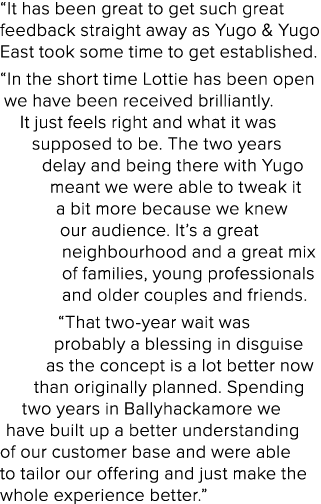  It has been great to get such great feedback straight away as Yugo & Yugo East took some time to get established   I   