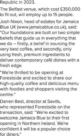 Republic in 2023  The Belfast venue, which cost  350,000 to fit out, will employ up to 15 people  Josh Nixon, head of   
