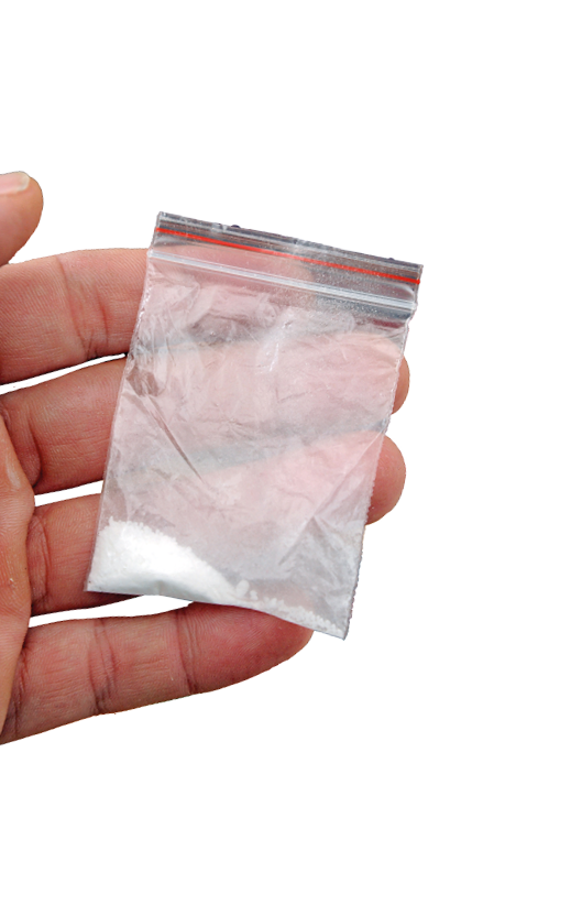 sachet with cocaine - drug and illegal substance abuse - mafia and drug trafficking - more and more young people buy white powder for personal use