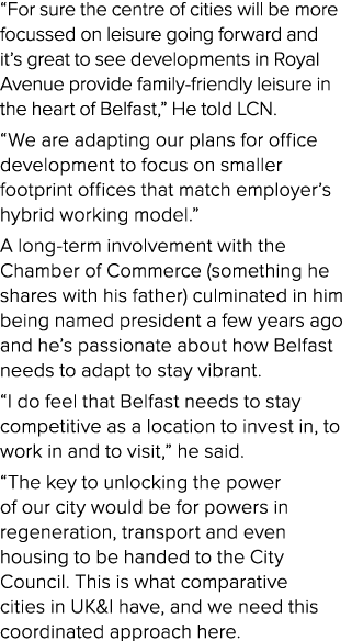  For sure the centre of cities will be more focussed on leisure going forward and it s great to see developments in R   