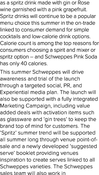 as a spritz drink made with gin or Rose wine garnished with a pink grapefruit  Spritz drinks will continue to be a po   