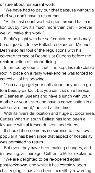 unsure about restaurant work   We have had to pay our chef because without a chef you don t have a restaurant   At th   