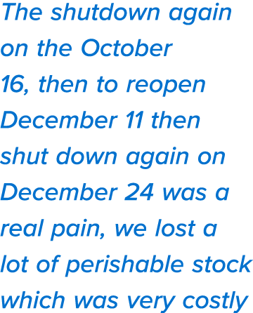 The shutdown again on the October 16, then to reopen December 11 then shut down again on December 24 was a real pain,   