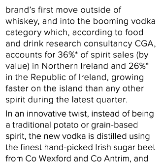brand s first move outside of whiskey, and into the booming vodka category which, according to food and drink researc   