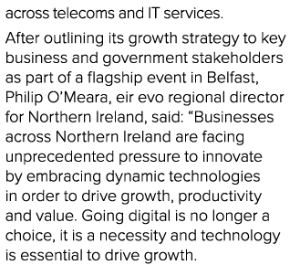 across telecoms and IT services  After outlining its growth strategy to key business and government stakeholders as p   
