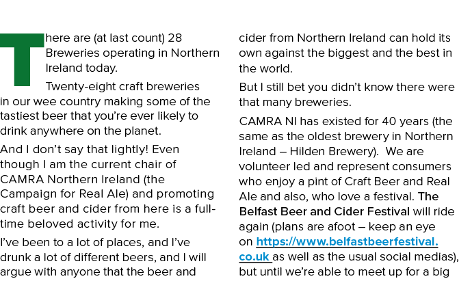 There are (at last count) 28 Breweries operating in Northern Ireland today  Twenty-eight craft breweries in our wee c   