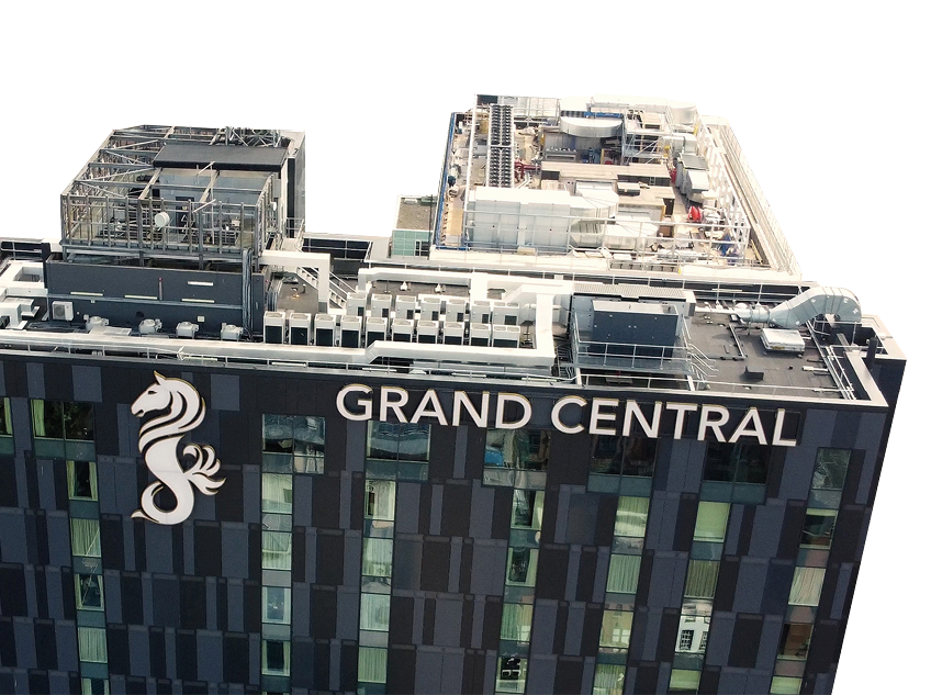 Aerial photo of Grand Central Hotel Belfast Skyline Cityscape Northern Ireland 08-08-21