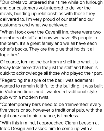  Our chefs volunteered their time while on furlough and our customers volunteered to deliver the meals, building up r   