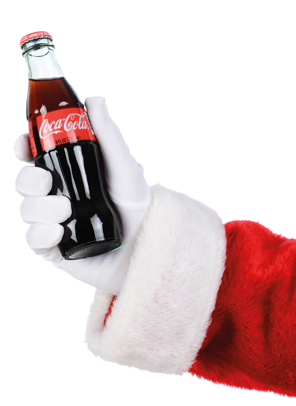 IRVINE, CA - DECEMBER 12, 2014: Santa Claus holding a bottle of Coca-Cola Classic  Coca-Cola is the one of the worlds favorite carbonated beverages 