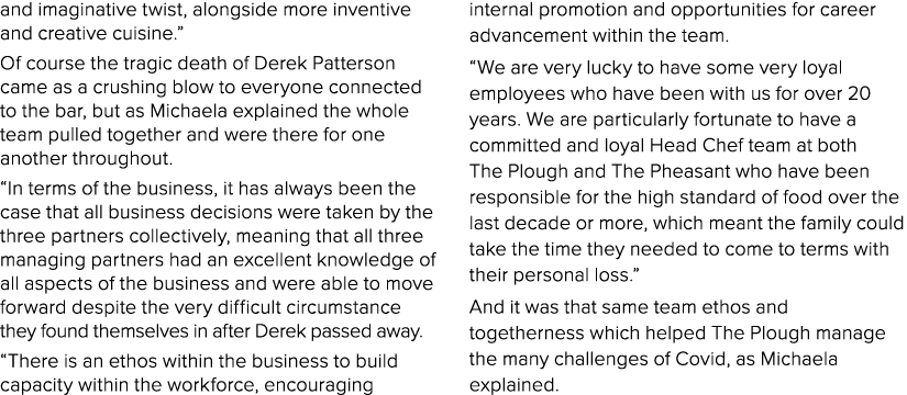 and imaginative twist, alongside more inventive and creative cuisine   Of course the tragic death of Derek Patterson    
