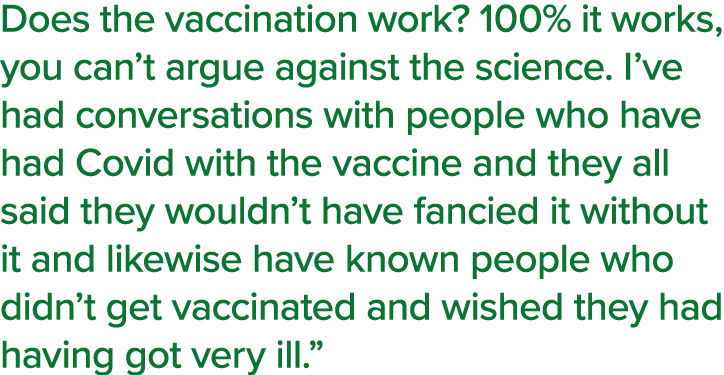 Does the vaccination work  100% it works, you can t argue against the science  I ve had conversations with people who   
