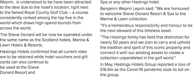 Weprin, is understood to be have been attracted to the deal due to the hotel s location, right next to the famed Roya   