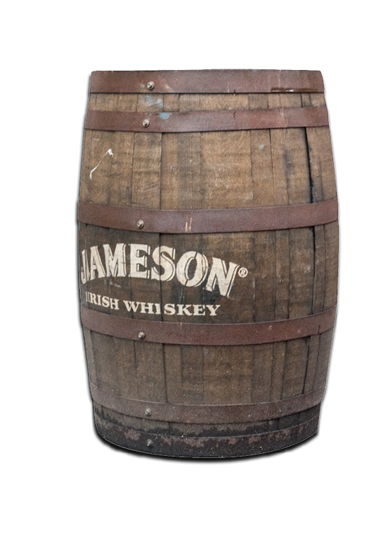 Dublin, Ireland - November 5, 2019: Jameson Irish Whiskey Barrel 