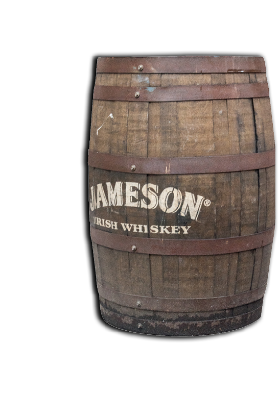 Dublin, Ireland - November 5, 2019: Jameson Irish Whiskey Barrel 