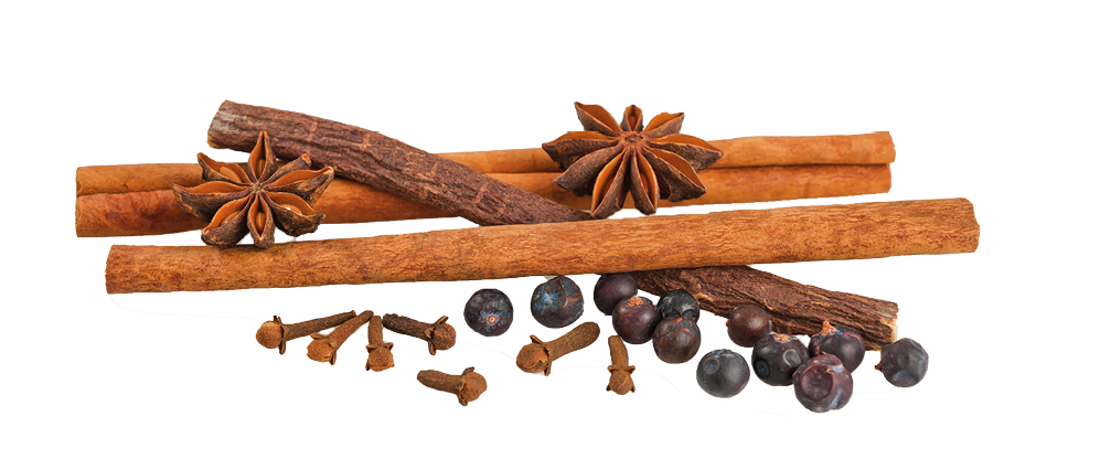 Mix of spices and licorice isolated