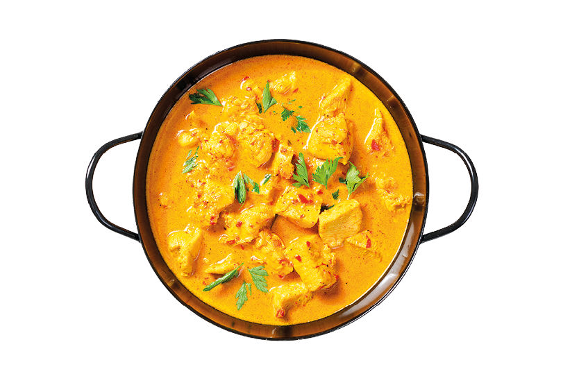 Chicken curry - traditional indian food isolated on white background 