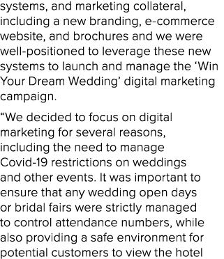 systems, and marketing collateral, including a new branding, e commerce website, and brochures and we were well posit...