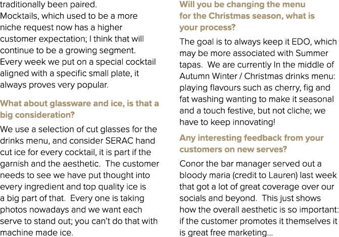 traditionally been paired. Mocktails, which used to be a more niche request now has a higher customer expectation; I ...