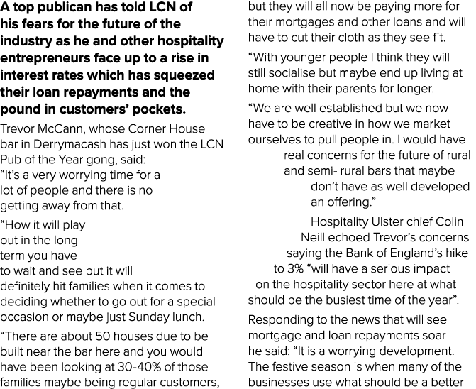 A top publican has told LCN of his fears for the future of the industry as he and other hospitality entrepreneurs fac...