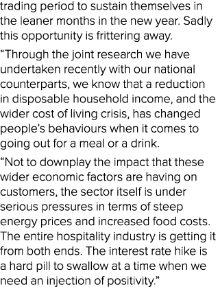 trading period to sustain themselves in the leaner months in the new year. Sadly this opportunity is frittering away....